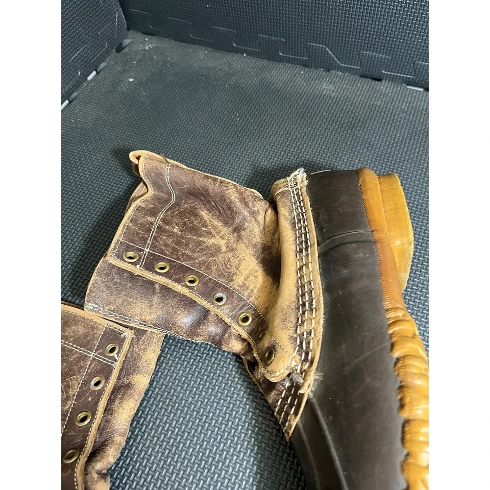 Vintage L.L. Bean Maine Hunting Shoe Womens 11 Brown Duck Boots Leather‎ Rubber